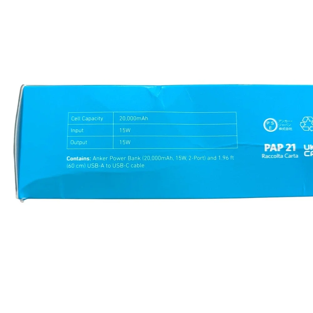 Mm9U Anker 20,000 mAh 15W 2-Port Portable Charger Battery Power Bank In Black‎